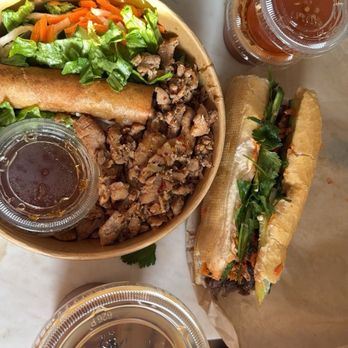 Mi Sant - Lemongrass chicken bowl with noodles and a bulgogi beef with kimchi. Paired with a Vietnamese coffee. - Bakeries Near Me - Roseville, Minnesota