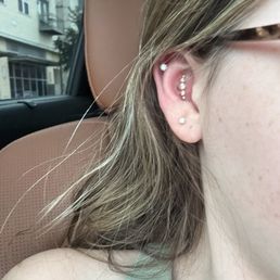 Here are my helix and conch piercings. Here are my helix and conch piercings.