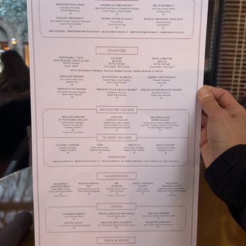 RH Chicago | The Gallery at the Three Arts Club - The menu includes sections for starters, signature salads, classic salads, sandwiches, mains, and sides, with detailed dish descriptions and prices. - Furniture Stores Near Me - Chicago, Illinois