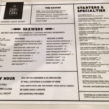Oak & Coal - Menu - Japanese Near Me - Costa Mesa, California Oak & Coal - Menu - Japanese Near Me - Costa Mesa, California