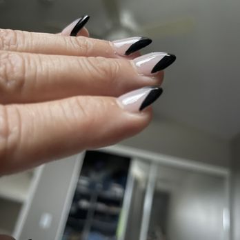 Top Trendy Nail & Spa - These are suppose to be pointed tuxedo nails. - Nail Salons Near Me - Escondido, California Top Trendy Nail & Spa - These are suppose to be pointed tuxedo nails. - Nail Salons Near Me - Escondido, California