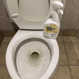 Filthy toilet with bleach provided to clean my own bathroom. Filthy toilet with bleach provided to clean my own bathroom.