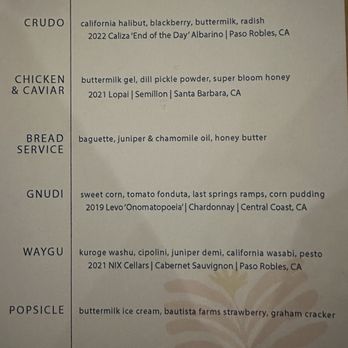 In Bloom - Our tasting menu - New American Near Me - Paso Robles, California