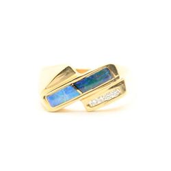 Silver Star Jewelry - Gold opal and diamond ring