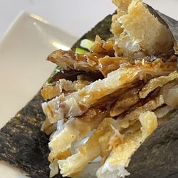 Azukar Sushi - 72. Salmon Skin Hand Roll (angle 2)