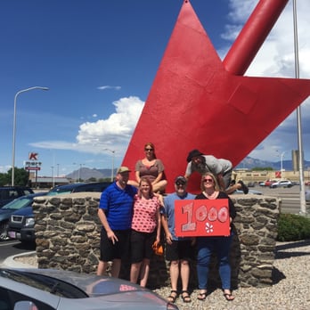 Giant Red Arrow - Most of the awesome group who came out to celebrate the bizarre milestone of 1000 check-ins at the Giant Red Arrow. - Local Flavor Near Me - Albuquerque, New Mexico