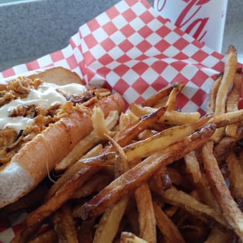 mojo's east coast eats - (Half) Buffalo Chicken Cheese Steak with fries. - Cheesesteaks Near Me - Downers Grove, Illinois mojo's east coast eats - (Half) Buffalo Chicken Cheese Steak with fries. - Cheesesteaks Near Me - Downers Grove, Illinois