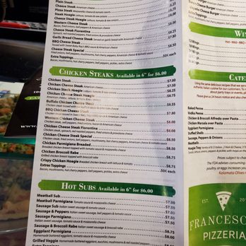Francesco's Pizzeria - Menu as of 12/2/2019 - Pizza Near Me - Newtown, Pennsylvania