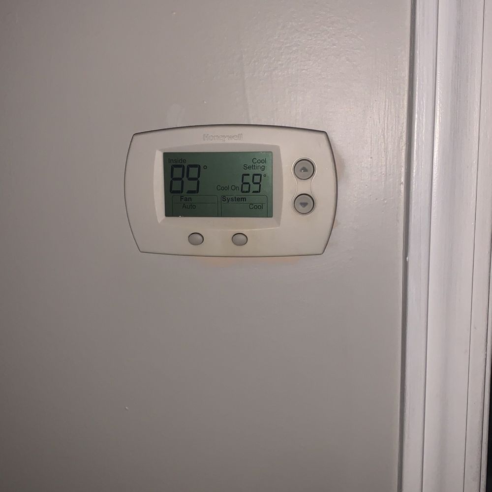 Upstairs thermostat. Set to 69 in hopes it would cool, obviously it didn't. High heat index huh?