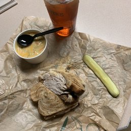 The Rachel, Cheddar and broccoli soup with sweet tea