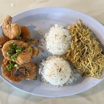 Moa Kai - Garlic Shrimp Lunch Plate (side of garlic fried noodles) - Hawaiian Near Me - Orlando, Florida Moa Kai - Garlic Shrimp Lunch Plate (side of garlic fried noodles) - Hawaiian Near Me - Orlando, Florida