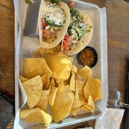 Soft Tacos with chips and salsa Soft Tacos with chips and salsa