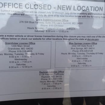 Lee's Summit License Bureau - Notice of new LS location and hours - Registration Services Near Me - Lee's Summit, Missouri Lee's Summit License Bureau - Notice of new LS location and hours - Registration Services Near Me - Lee's Summit, Missouri