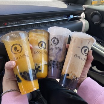 Boba Bliss - Mango green tea, Mango cloud, Taro ube, brown sugar milk tea - Bubble Tea Near Me - Dublin, California