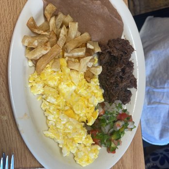 El Nopalito's - Barbacoa Breakfast Plate - Mexican Near Me - Galveston, Texas