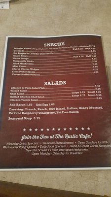 Menu photo 2 The Rustic Cafe Delphos, OH
