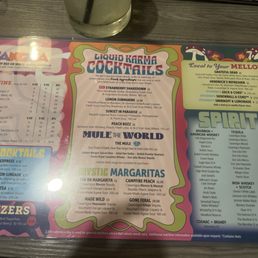 Cocktail menu Cocktail menu