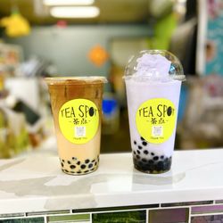 Tea Spot - Coffee Milk Tea with Boba & Tara/Coconut Smoothie with Boba...