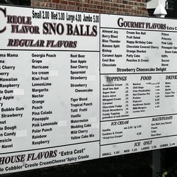 Creole Flavor Sno - Menu. Lots of flavors