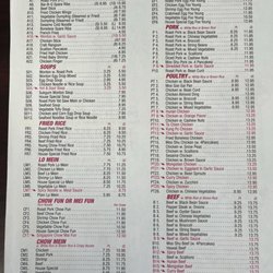Appetizers, soups, fried rice, lo mein, chow mein, chicken, pork, beef
