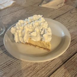 Key Lime Pie- it was excellent and perfectly tart. I wish it didn't have so much canned whipped cream on the top to distract. Key Lime Pie- it was excellent and perfectly tart. I wish it didn't have so much canned whipped cream on the top to distract.