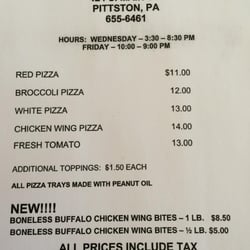 Shandras Pizza - Menu