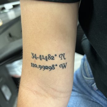 Permanent Record Ink - My first piece from Abigail, I gave her the coordinates & let her have creative room with the font & she executed AMAZINGLY. - Tattoo Near Me - Mesa, Arizona