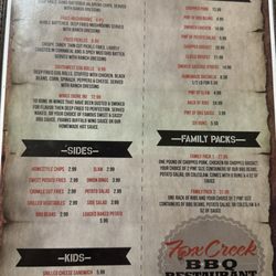 Fox Creek BBQ - Menu Sept 2024