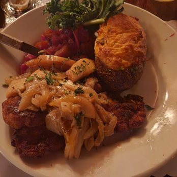 Eagle House Restaurant - Chicken schnitzel with twice baked potato. - American Near Me - Williamsville, New York