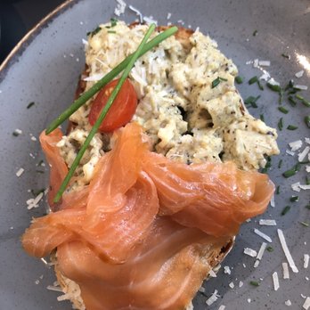 Locals - Scrambled egg with truffle and Parmesan and smoked salmon - Breakfast & Brunch Near Me - Amsterdam, New Hampshire Locals - Scrambled egg with truffle and Parmesan and smoked salmon - Breakfast & Brunch Near Me - Amsterdam, New Hampshire