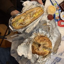 Bennett's Sandwich Shop - turkey, egg, and cheese bagel ($6) & market square sub ($10)
