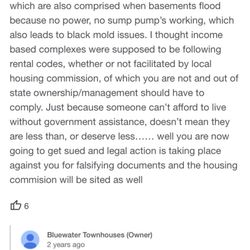 Blue Water Townhouses - This complex is corrupt, this is a place that's not up to code. Management threatens those with complaints