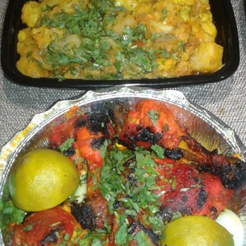 India's Flavor - Top: Cauliflower and potato stew. Bottom: Chicken Tandoori. - Indian Near Me - Glendale, California India's Flavor - Top: Cauliflower and potato stew. Bottom: Chicken Tandoori. - Indian Near Me - Glendale, California