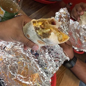 Anthony's Tex-Mex To-Go - Potato and egg with bacon, bean and cheese burrito. - Tex-Mex Near Me - San Antonio, Texas