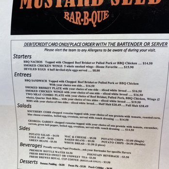 Mustard Seed - The restaurants menu. - Barbeque Near Me - Atlanta, Georgia Mustard Seed - The restaurants menu. - Barbeque Near Me - Atlanta, Georgia