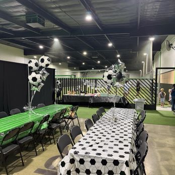 Juke Indoor Soccer Training Facility - Seating area ( tables and chairs are set up and ready for you to use/decorate) - Soccer Near Me - Chatsworth, California Juke Indoor Soccer Training Facility - Seating area ( tables and chairs are set up and ready for you to use/decorate) - Soccer Near Me - Chatsworth, California