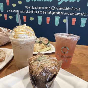 Friendship Cafe & Bakery - Blueberry muffin, Carmel cream coffee and citrus green tea with a splash of strawberry syrup - Cafes Near Me - Fox Point, Wisconsin