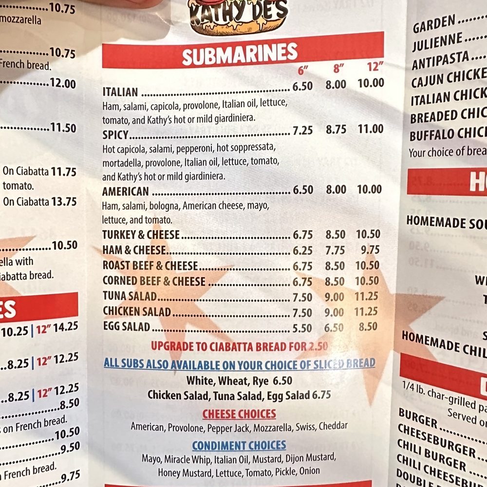 Kathy De's Deli - Menu - Delis Near Me - Chicago, Illinois