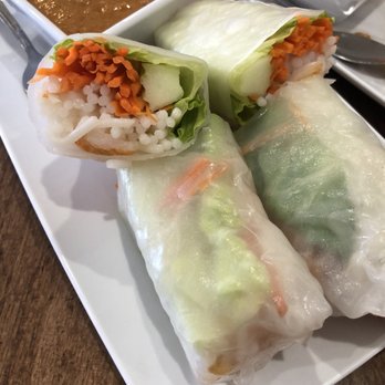 Muay Thai Kitchen - Fresh rolls with shrimp! Texture of the wrapper is the best we've ever had.. and the peanut sauce was so tasty! - Thai Near Me - San Marcos, California