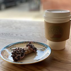 The Holy Cannoli Shop - Small coffee and chocolate strawberry (seasonal flavor) mini cannoli