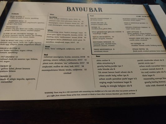 Menu photo 6 Bayou Bar New Orleans, LA Menu photo 6 Bayou Bar New Orleans, LA