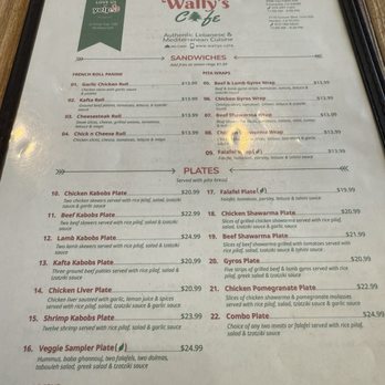Wally's Cafe - Menu (as of 6/3/25) - Mediterranean Near Me - Rocklin, California