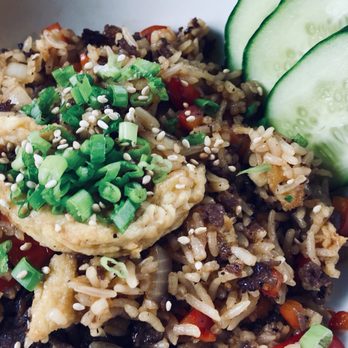 Bonchon Town Center Jacksonville - [ bulgogi house fried rice ] Fried rice, eggs, red bell pepper, onions and Bonchon Soy Garlic Sauce - Korean Near Me - Jacksonville, Florida