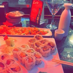 Mikura - Kimchi shrimp, tuna cucumber roll, salmon cucumber roll, eel cucumber roll, & sake