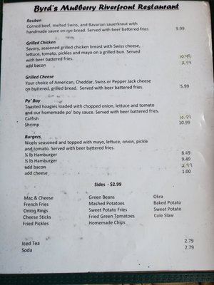 Menu photo 2 Byrd's Riverfront Restaurant Ozark, AR