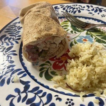 Kabab Crush - Chicken kebab wrap filled with chicken, bell peppers, and onions. Wrap only comes as is-I ordered a side of rice. - Mediterranean Near Me - Corona, California
