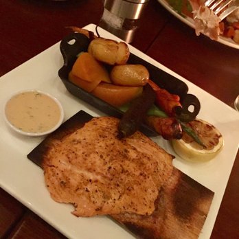 Seasons 52 - Cedar Plank Salmon with vegetables - New American Near Me - Lone Tree, Colorado