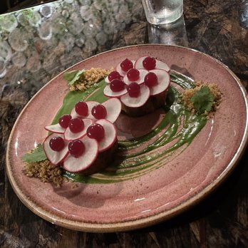 XO Restaurant - Beet lotus chimichurri shiso gel with crispy quinoa - Asian Fusion Near Me - Honolulu, Hawaii XO Restaurant - Beet lotus chimichurri shiso gel with crispy quinoa - Asian Fusion Near Me - Honolulu, Hawaii