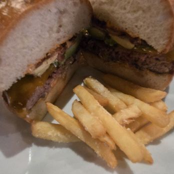 Stone Street Tavern - Tavern Burger with parmesan truffle fries - really juicy - Pubs Near Me - New York, New York
