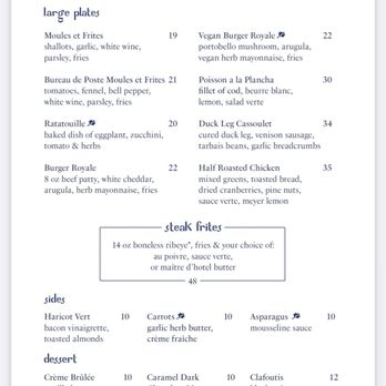 Bureau de Poste / French Bistro - Dinner Menu - French Near Me - Austin, Texas